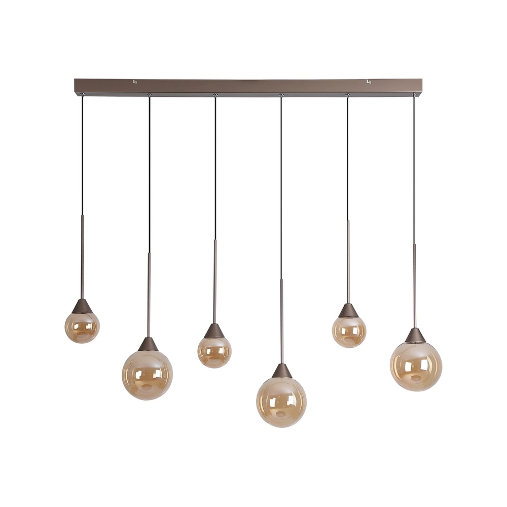 Lampe pendante de conception Opux Lux Ligne droite en bronze léger à 6 lumières Searchlight 5,05342E+12