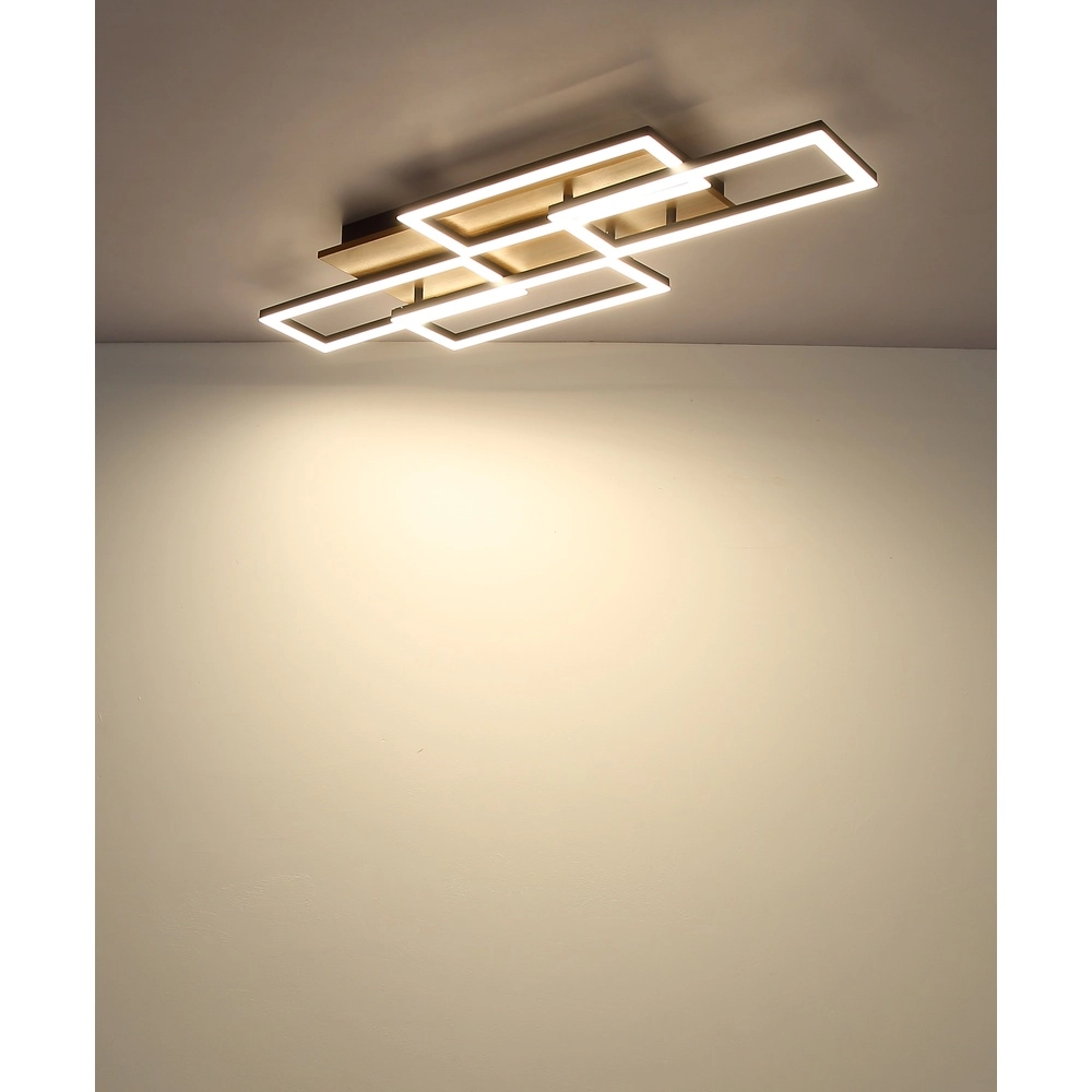 Lampe de plafond à design Jeffry noir avec bois Globo 9007371533824