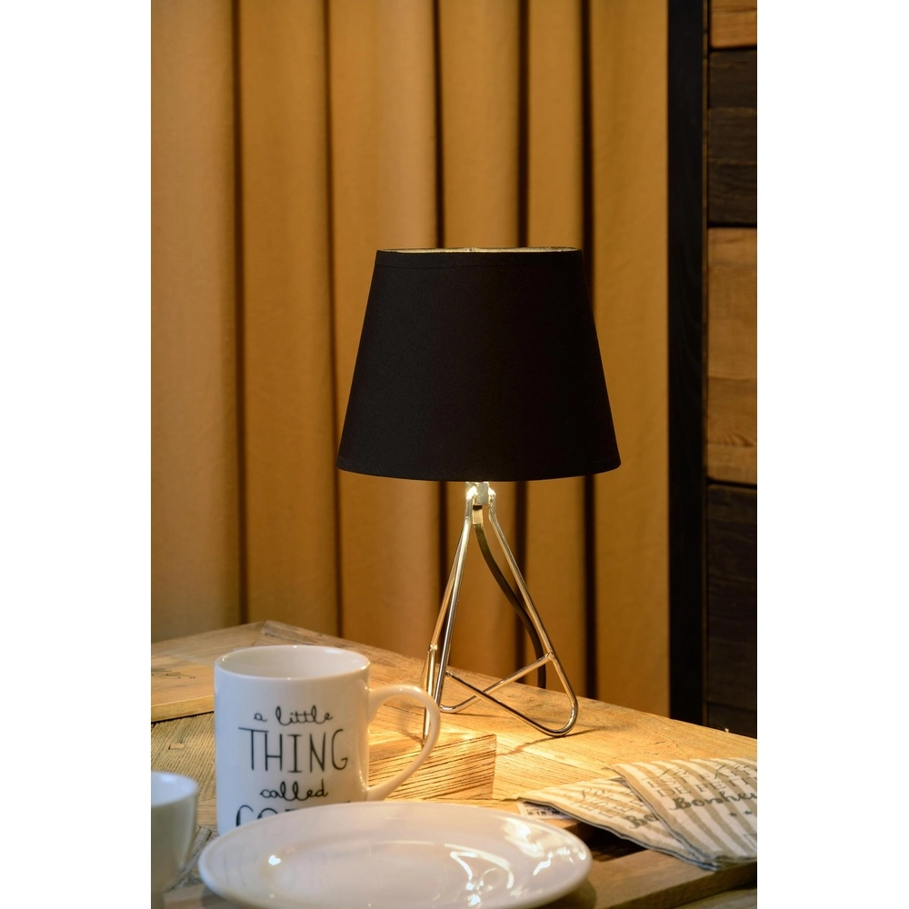 Lampe de table Gitta Chrome avec capuchon noir Lucide 5411212470072