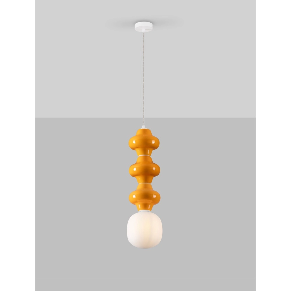Suspension Clio L céramique orange avec verre blanc Lyora 5212017461322