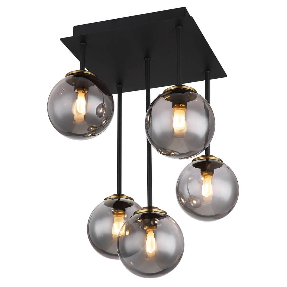 Plafonnier noir Jorge Sphere Smoke Glass 5 lumières Plafonnier noir Jorge Sphere Smoke Glass 5 lumières