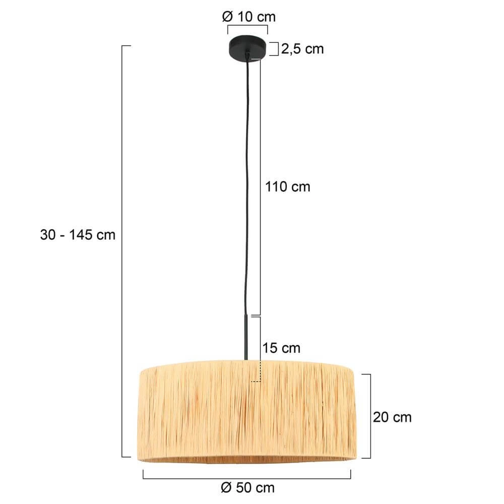 Suspension Sparkled Light noir avec abat-jour paille Ø 50cm Steinhauer 8712746172539