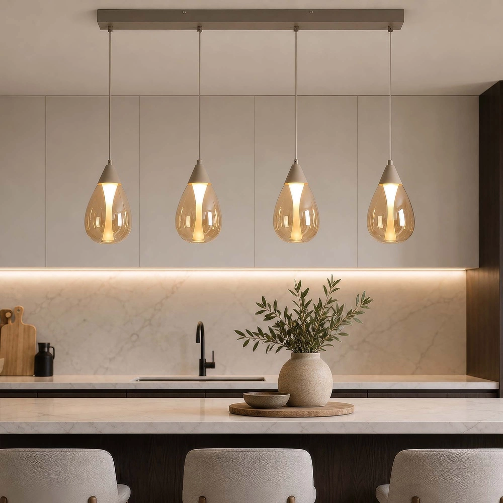 Lampe pendante de conception Pear Marron sable à 4 tons clairs Searchlight 5,05342E+12