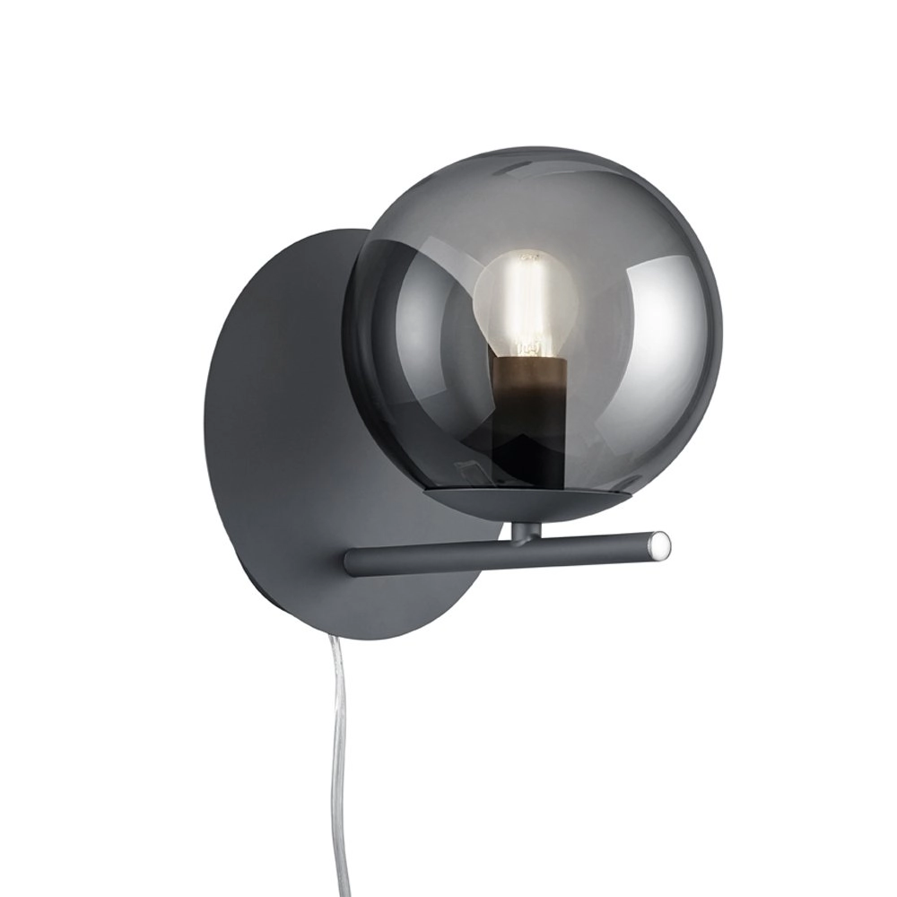 Applique murale Pure anthracite avec verre fumé Trio 4017807432893