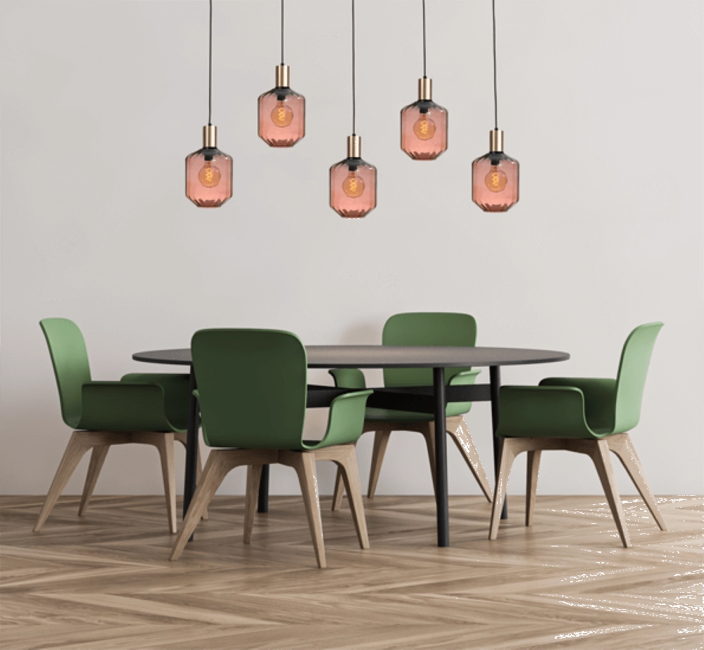 Lampe suspendue 5 lumières - dorée - Porto avec lunettes rouges Jagger - Ø 24cm Masterlight 8718121270258