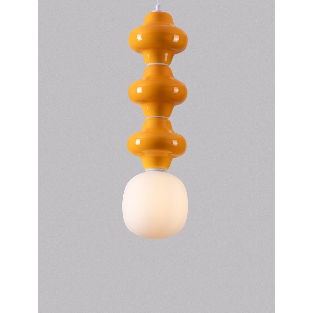 Suspension Clio L céramique orange avec verre blanc