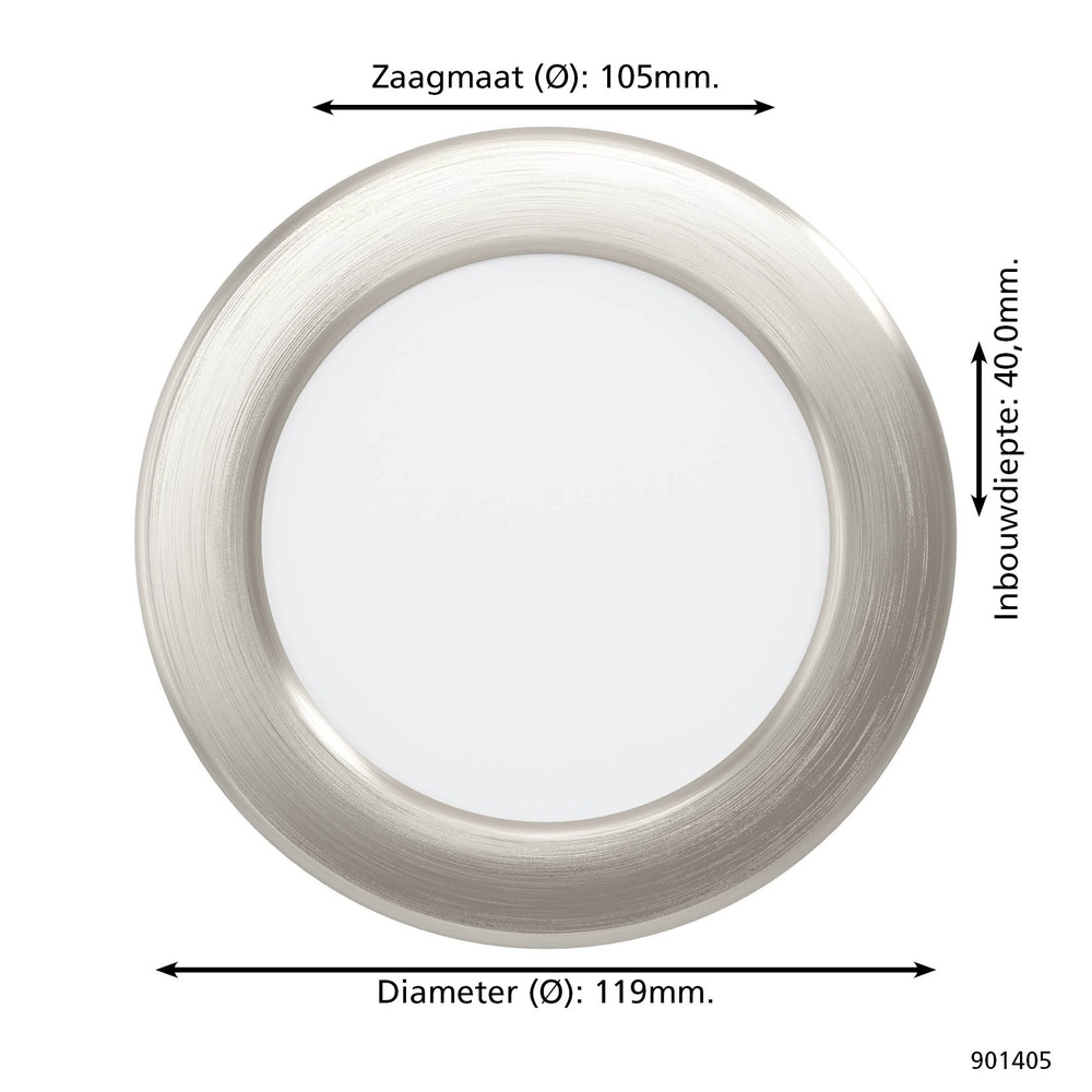 Lampe encastrée Fueva 6 rond - acier inoxydable - Ø 11,9 cm Eglo 9008606330843