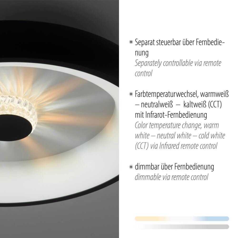 Plafonnier rond Vertigo noir Ø 46,5cm Just Light 4043689994723