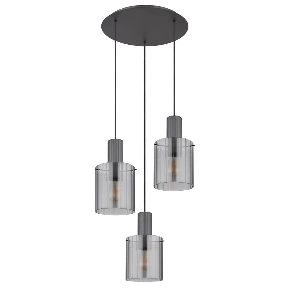 Suspension Tulivar Design Verre fumé 3 lumières Globo 9007371447664