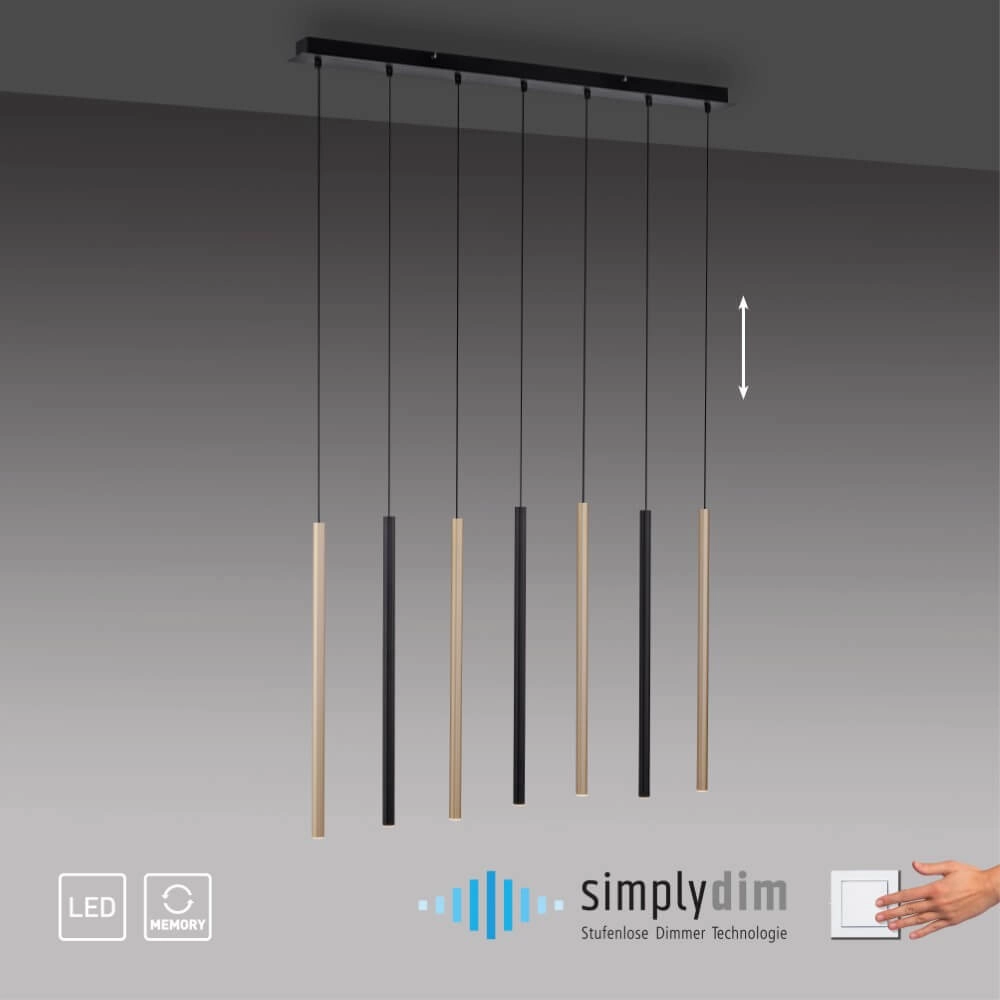 Lampe suspendue unique Flute 7 lumières Paul Neuhaus 4012248374771