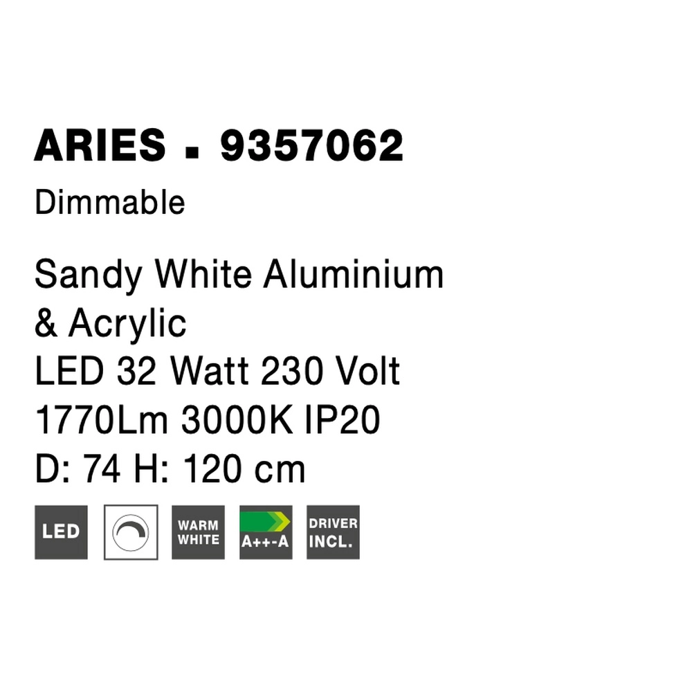 Suspension design Aries blanc Ø 74cm Lyora 5212017419828