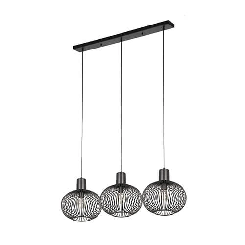 Lampe suspendue pour salle à manger Gila 3 lumières - noir Trio 4017807617573