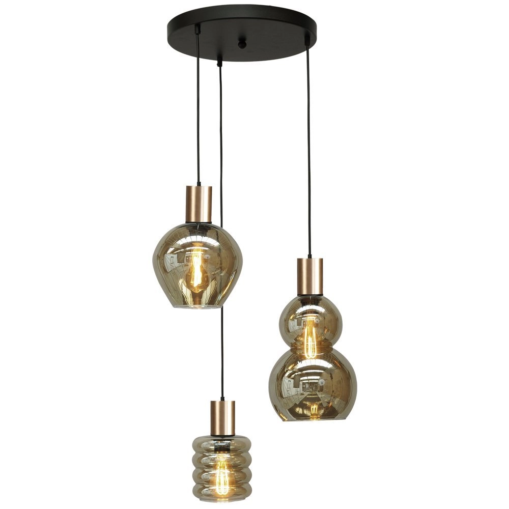 Lampe suspendue noire avec de l'or Bounty Curiosités à 4 lumières