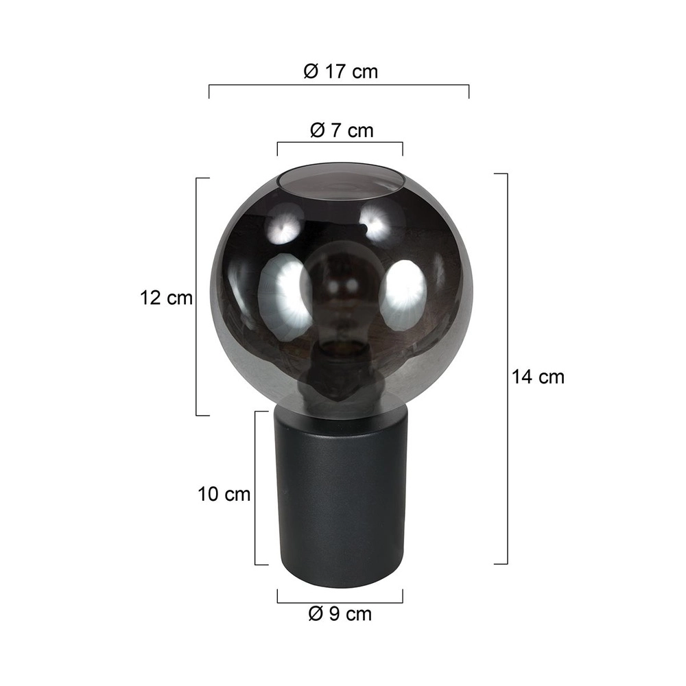 Lampe de table Bloeba boule de verre fumé Ø 15cm Steinhauer 8712746181142