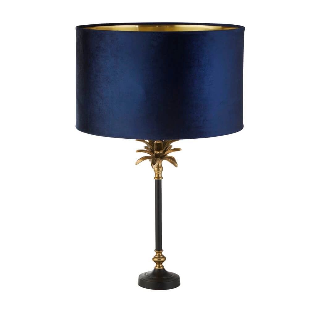 Lampe de table Palm noir avec bleu foncé