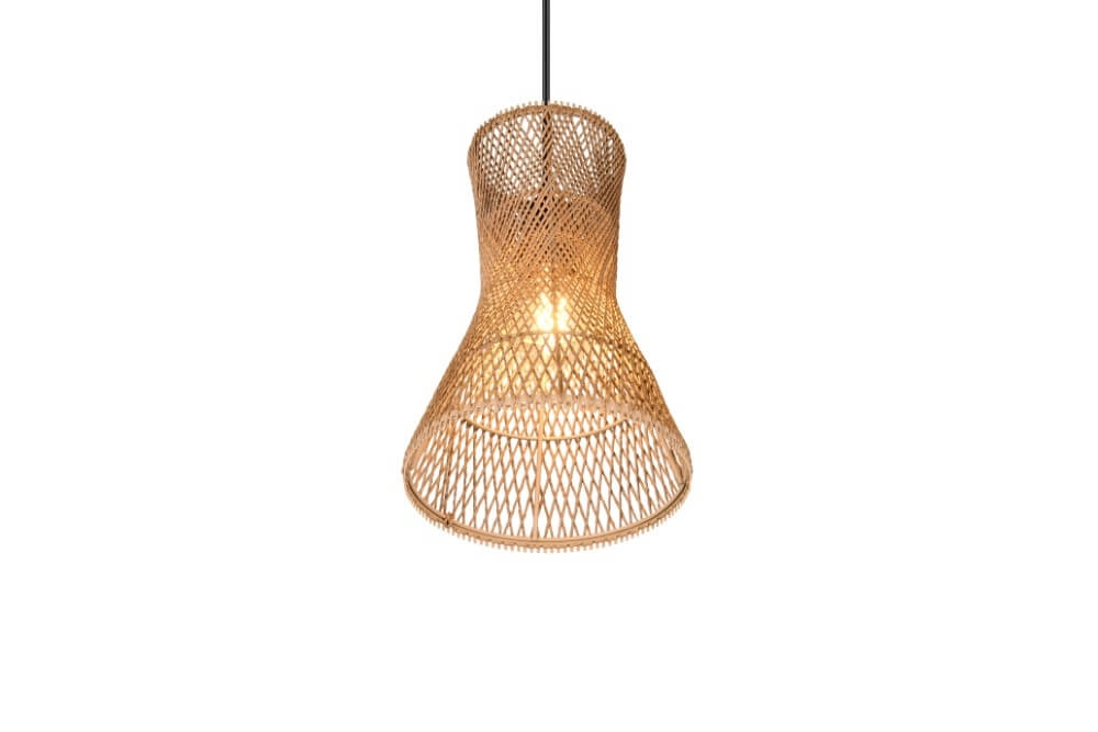 Suspension design Bijou noir avec rotin Ø20cm Trio 4017807637304