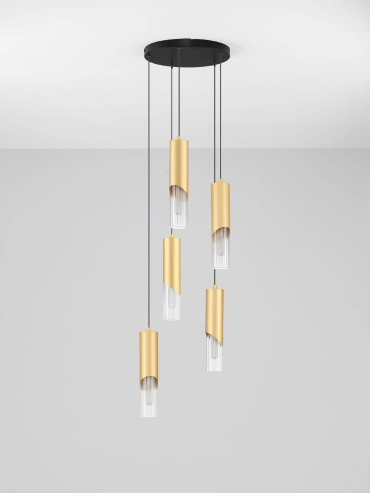 Lampe pendante de conception Modesto Ø 5 feux dorés de 33 cm Lyora 5212063501454