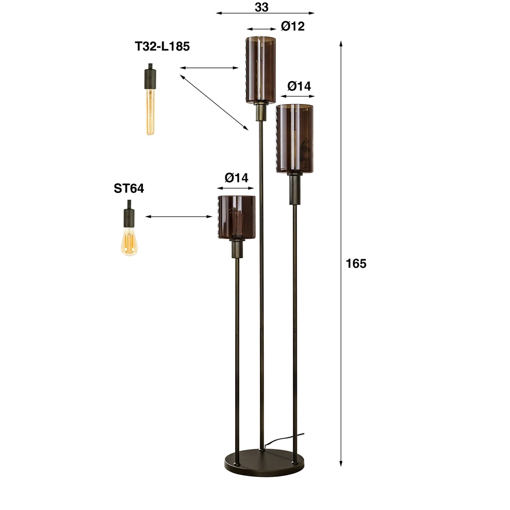 Lampe de pied Sepiora Marron Sienna - verre foncé Lyora 8716803513440
