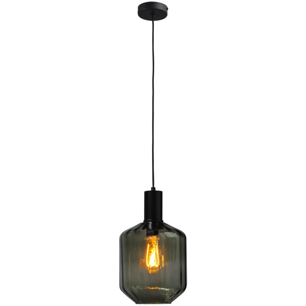 Lampe suspendue noire Porto avec verre vert Jagger - Ø 19cm Masterlight 8718121269344