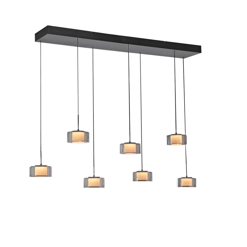 Lampe suspendue 7 lumières Rika noir
