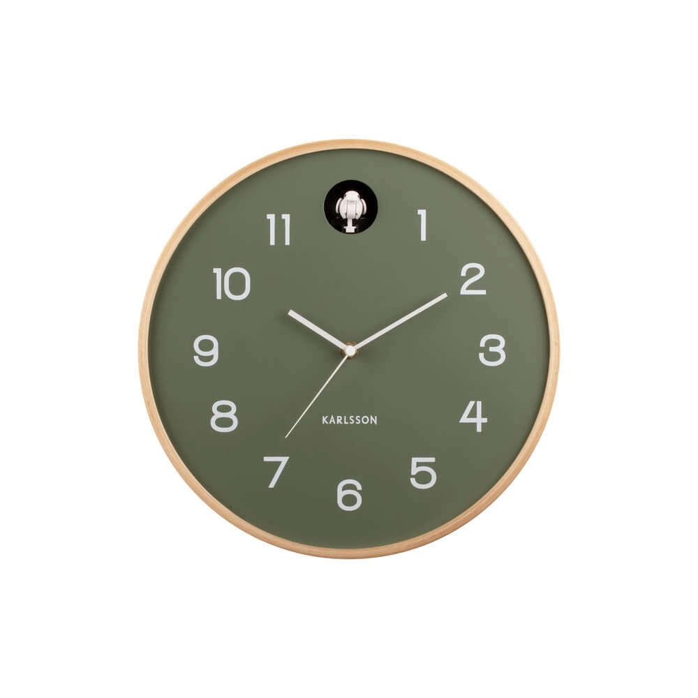 Horloge murale naturelle Cuckoo vert - Ø 31,5cm
