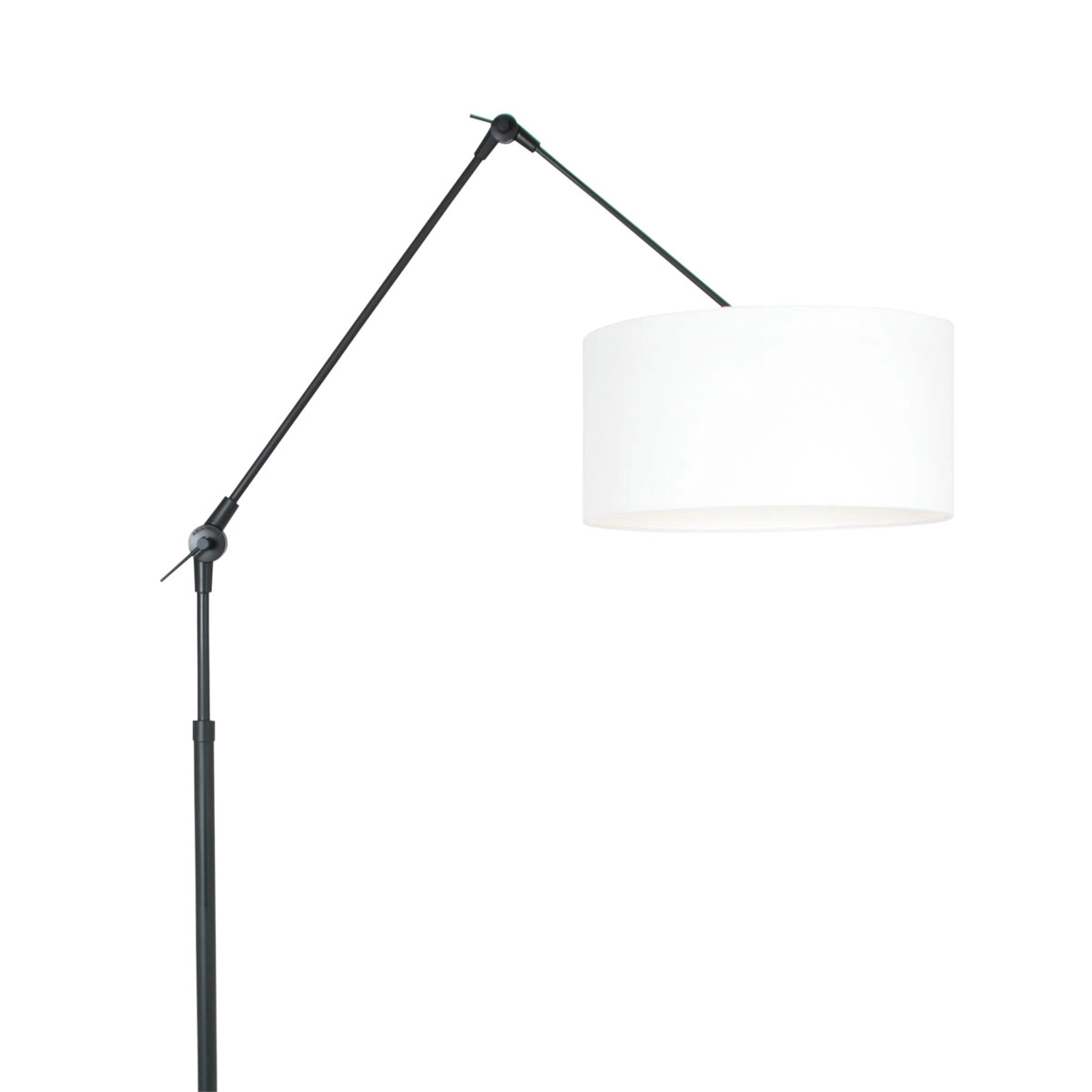 Lampe de lecture au sol Prestige Chic noir avec abat-jour en lin blanc 40 cm Steinhauer 8712746145847