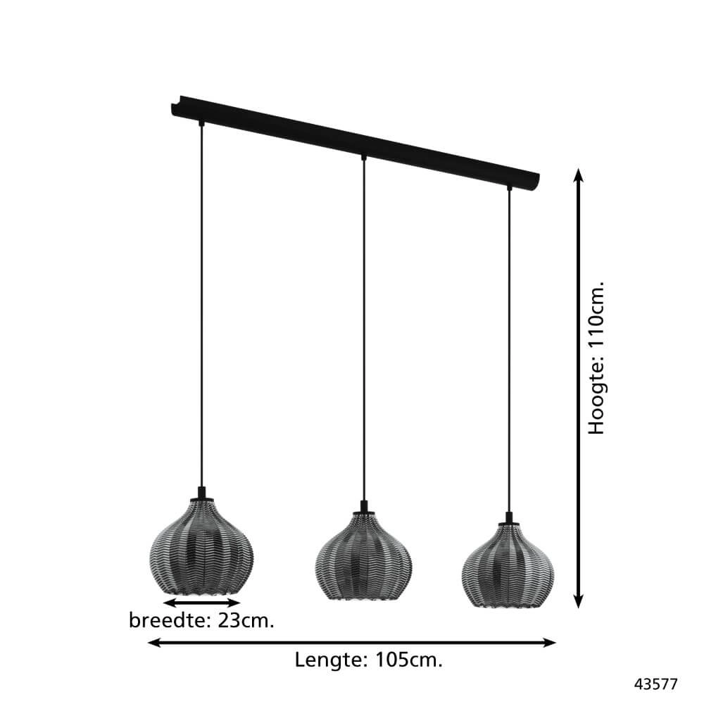 Lampe suspendue en verre à 3 lumières Tamallat Eglo 9002759435776