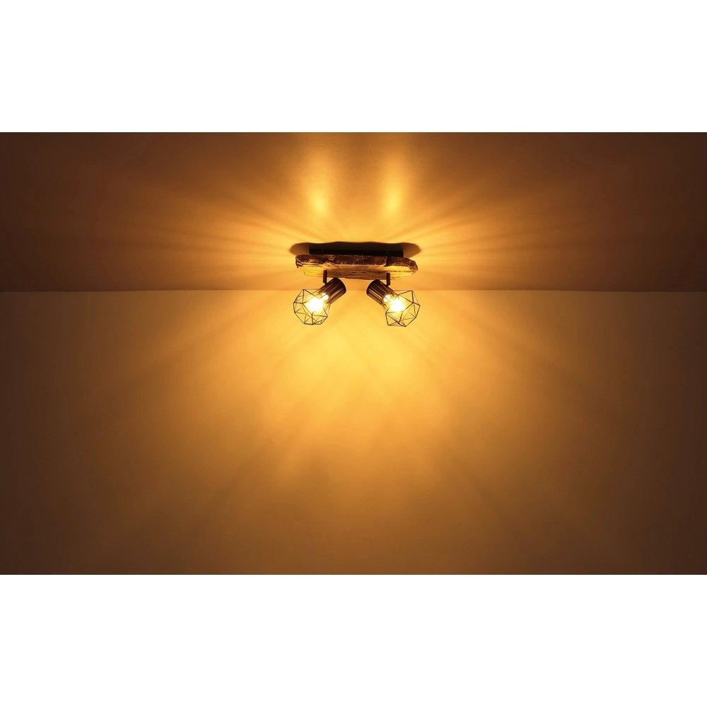 Lampe de plafond Priska 2-noir clair avec bois Globo 9007371442362