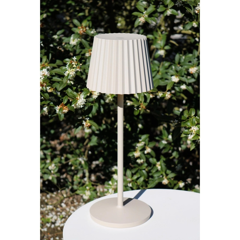 Lampe de table rechargeable Justine Marron sable avec station de recharge Lucide 5411212272232