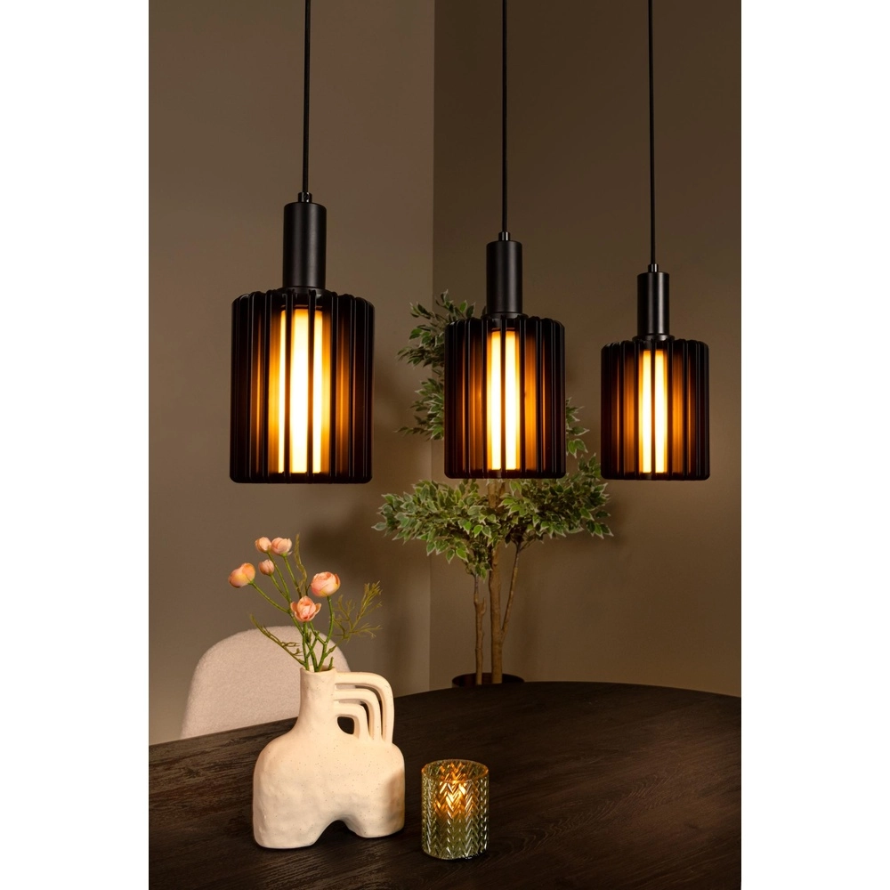 Lampe suspendue à 5 lumières Lambres Noir droit Lucide 5411212452962