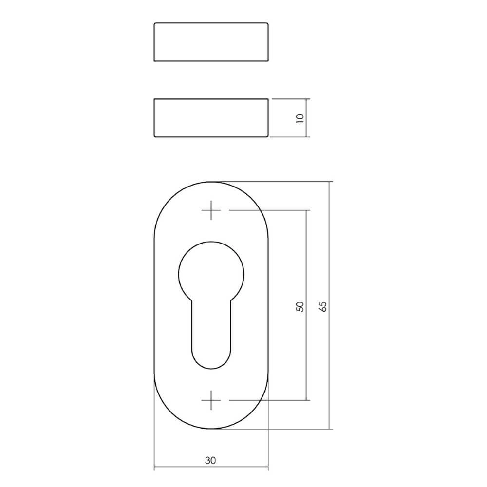 Lot de 2 rosaces cylindriques Tira Ovale en acier inoxydable 10mm Intersteel 8714186635391