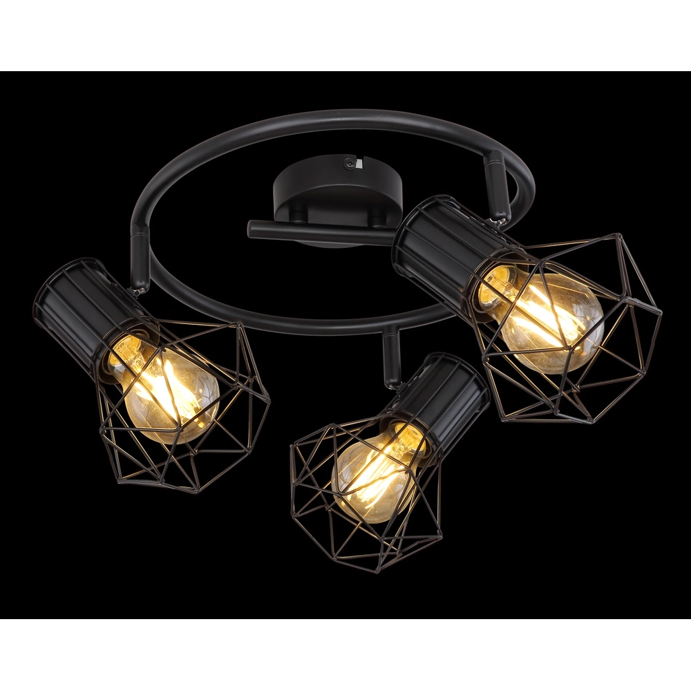 Lampe de plafond ronde Priska Noir à 3 lumières Globo 9007371403172