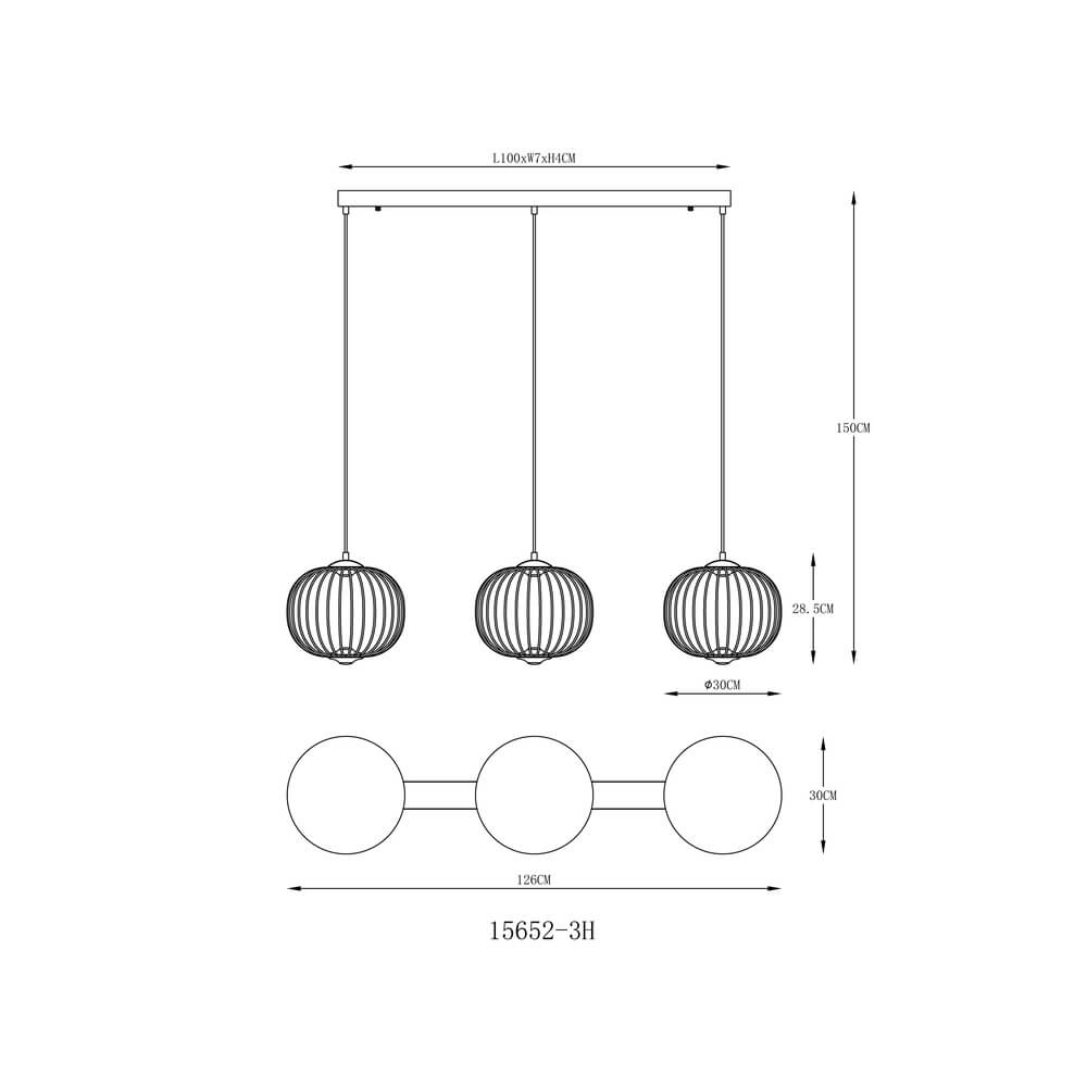 Suspension noire Galway Cage à 3 lumières Globo 9007371462339
