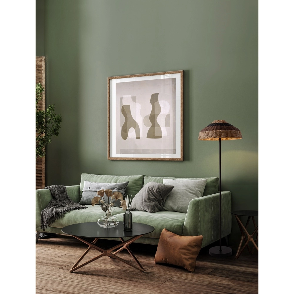 Lampadaire Caro noir et rotin Lyora 5212017453013