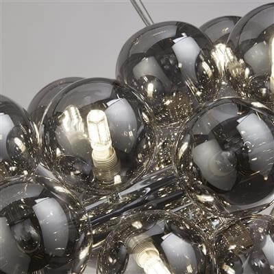 Lampe suspendue Verre Berry Globe 25 lumières noir avec verre fumé Searchlight 5053423188614