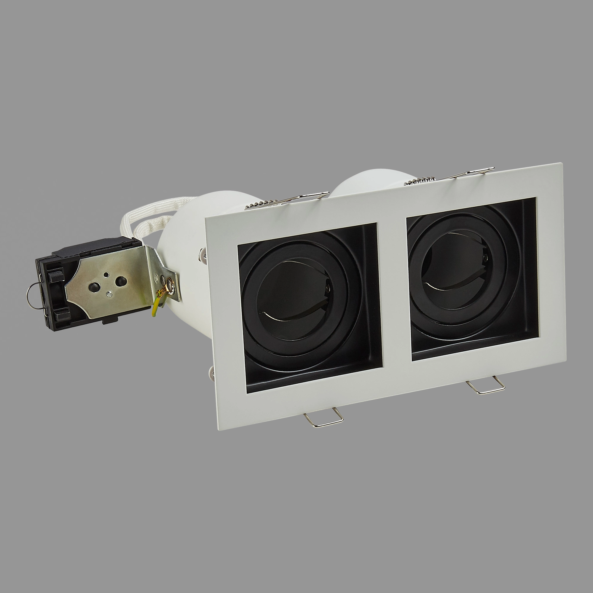 Projecteur rectangulaire encastré Grid Noir/blanc à deux lumières Lyora 5053423307169