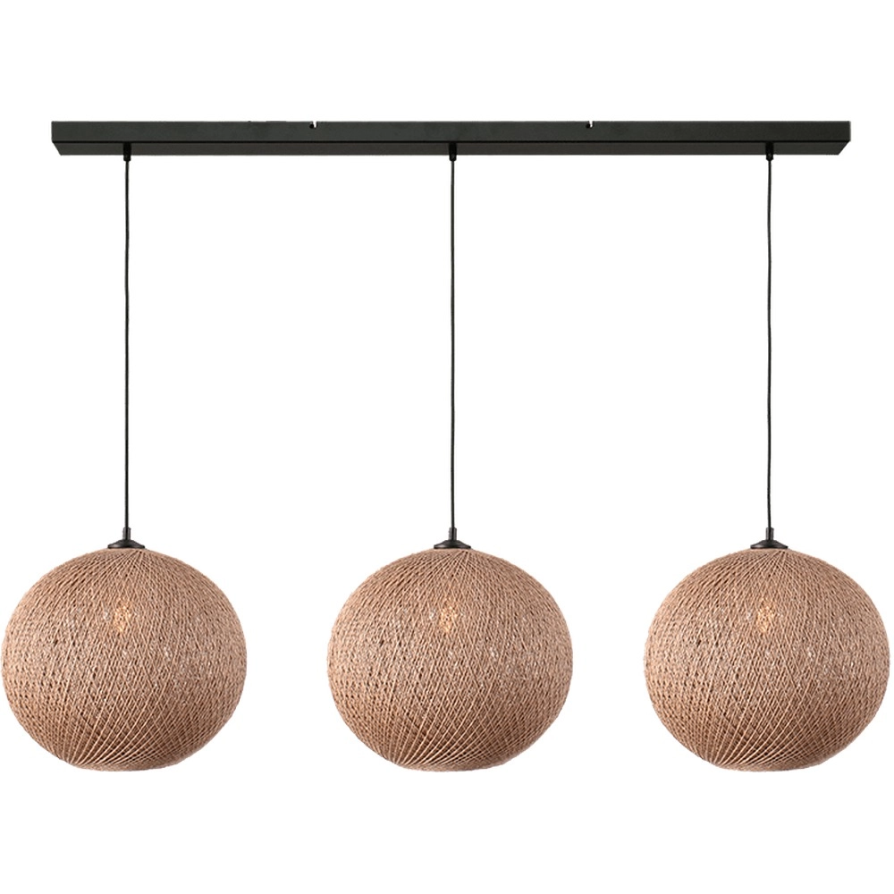 Lampe pendante à 3 lampes Corda 130 cm en rotin Ø 40 cm