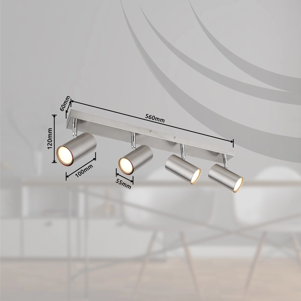 Lampe de plafond à 4 lumières Robby nickel Globo 9007371433537