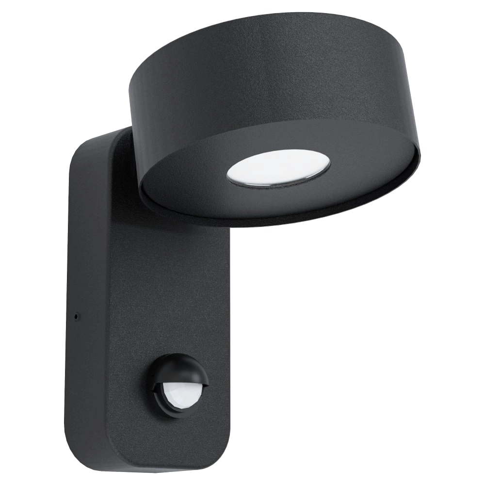 Spot mural LED Palosco 6w - 3000K avec détecteur de mouvement noir Spot mural LED Palosco 6w - 3000K avec détecteur de mouvement noir