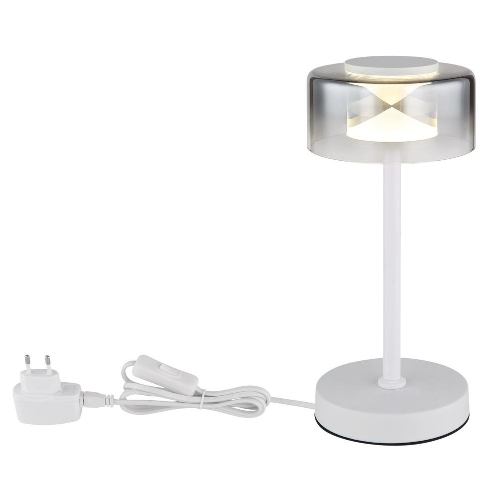 Lampe de table de conception Belinda Blanc avec verre fumé Globo 9007371575367