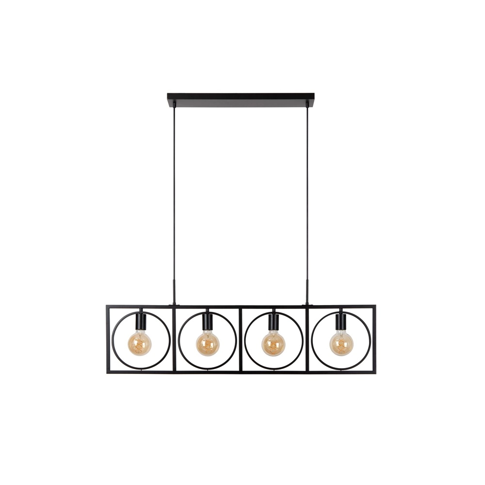 Lampe pendante unique Suus 4 feux noirs