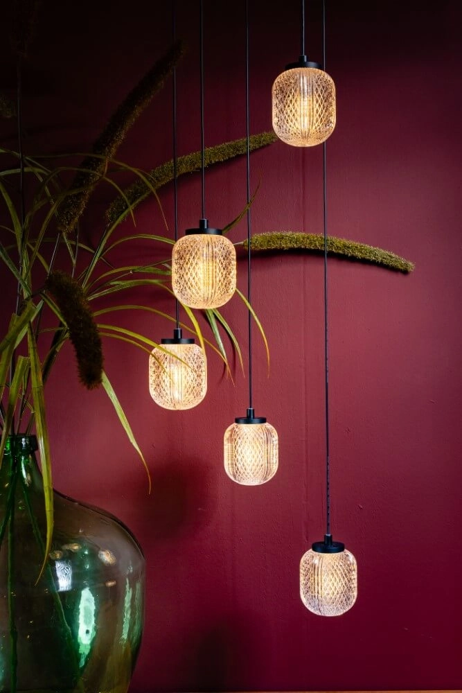 Suspension ronde Kristel 5 lumières noir ETH 8720195309192