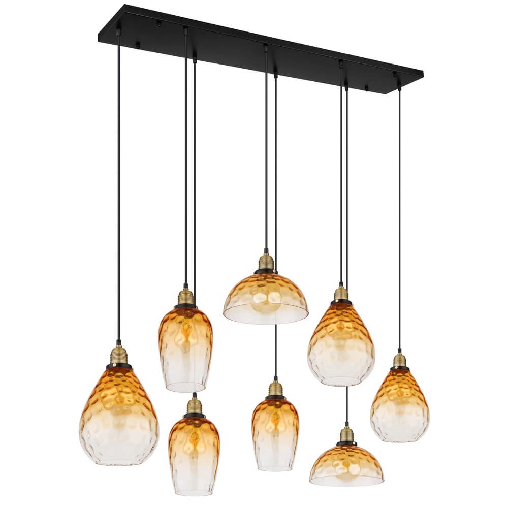 Suspension 8 lumières Salvy Nid d’abeille en verre ambré Globo 9007371448609