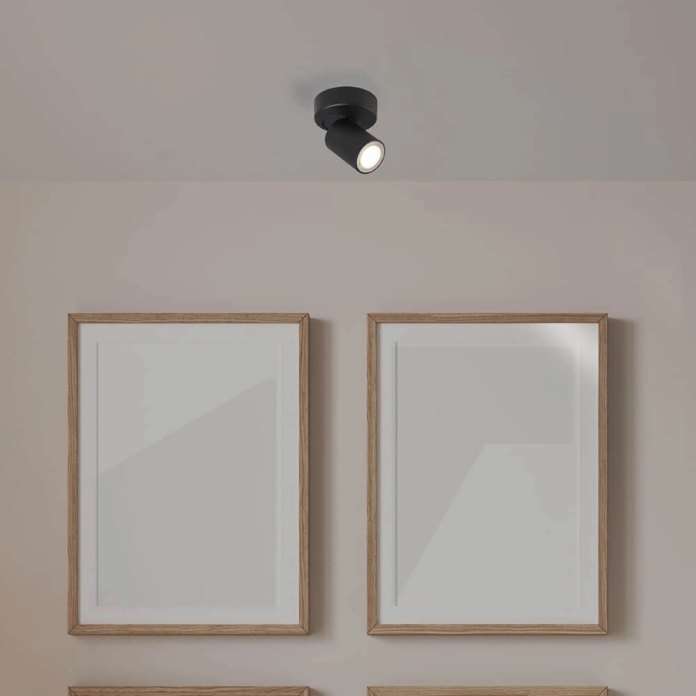 Plafonnier Moon 1 rond noir Lyora