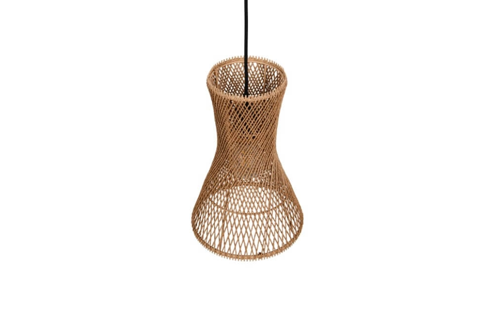 Suspension design Bijou noir avec rotin Ø20cm Trio 4017807637304