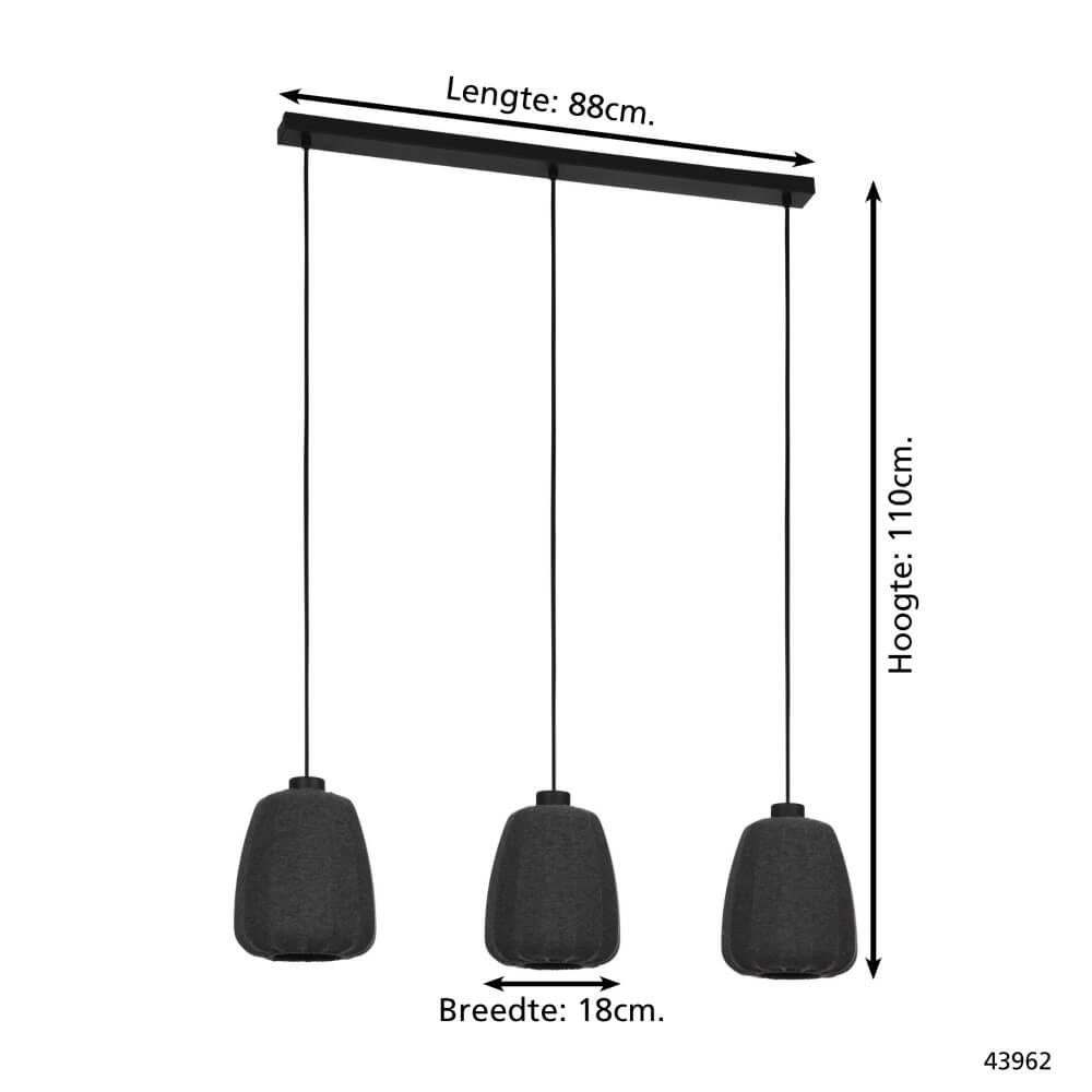 Lampe suspendue 3 lumières en tissu Barlaston Eglo 9002759439620