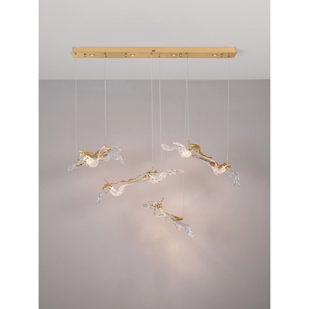 Lampe pendante dorée Avesa avec verre transparent 128 cm Lyora 5212063500426