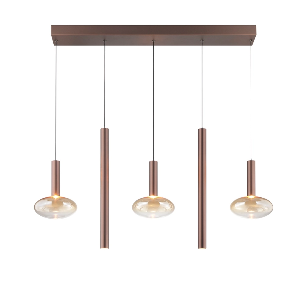 Lampe suspendue Veridian Brun café avec verre ambré Brilliant 4004353477942