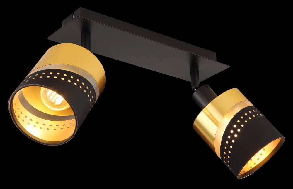 Spot de plafond 2 lumières Or noir avec de l'or Globo 9007371449705