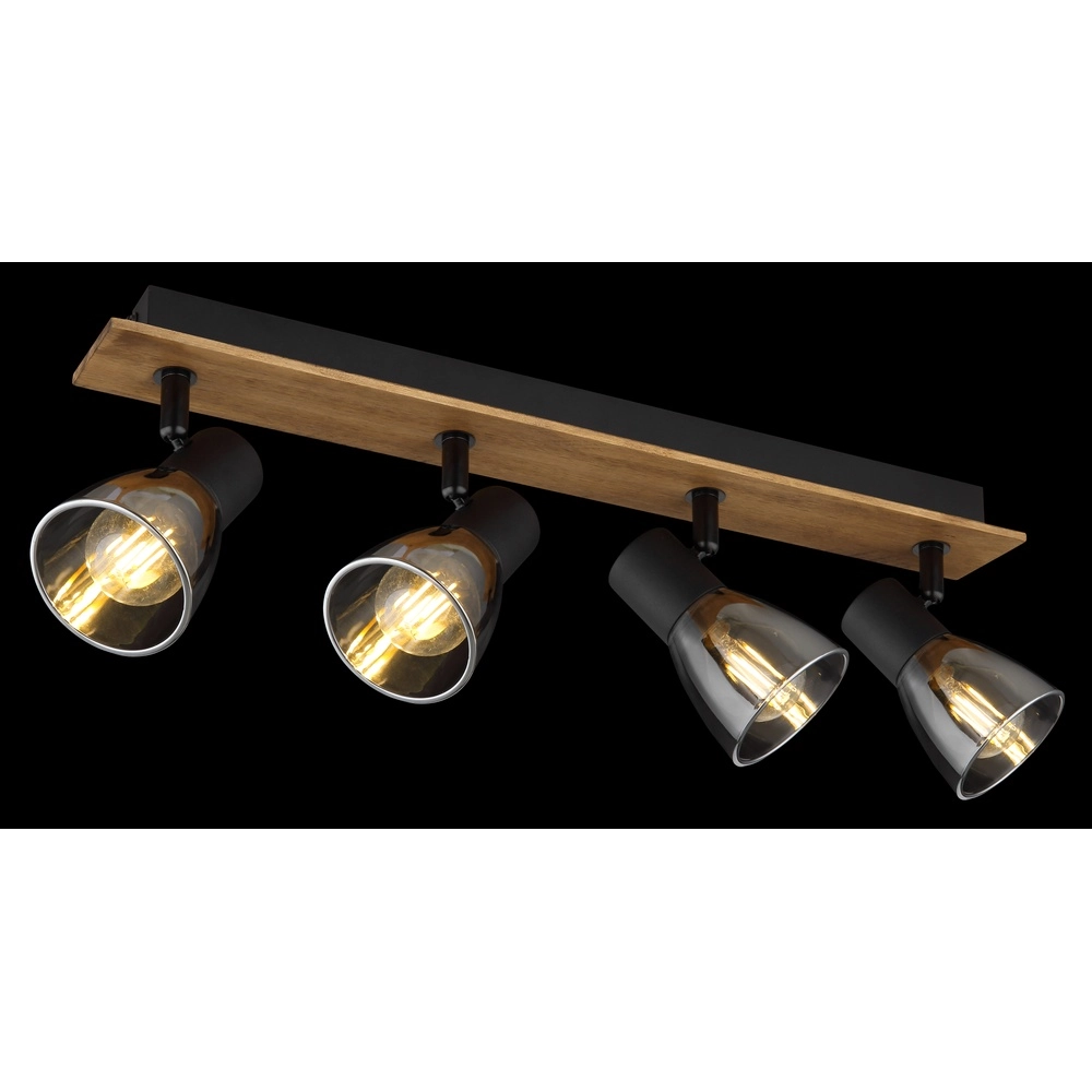 Lampe de plafond Claude 4-noir clair avec bois Globo 9007371434213